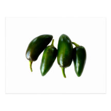 Four Jalapeno Peppers Green Photograph Post Cards