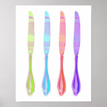 Four Knives Kitchen Art Poster