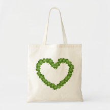 Four Leaf Clover Shamrock Heart Canvas Bag
