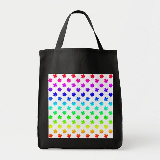 Four leaf clovers in rainbow bag