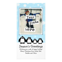 Four Penguins Holiday Photo Greeting Card