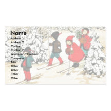 Four People snow slading in the snow land Business Card Templates