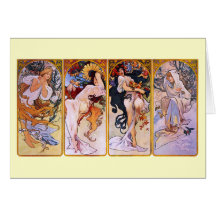 Four Seasons Alfons Mucha Greeting Card