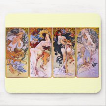 Four Seasons Alfons Mucha Mouse Pad