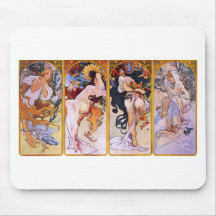 Four Seasons by Alphonse Mucha Mousepad