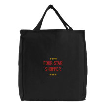 Four Star  Shopper Embroidered Tote Bag