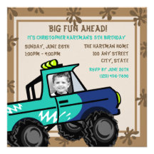 Four Wheel Fun/ Birthday Personalised Invitation
