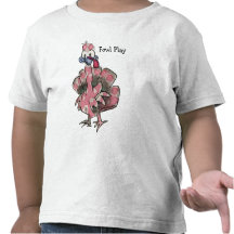 Fowl Play Cartoon Pink Turkey T shirt