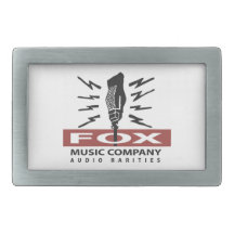 Fox Music Vintage Microphone Logo Beltbuckle Rectangular Belt Buckle