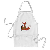 Fox Playing the French Horn Aprons