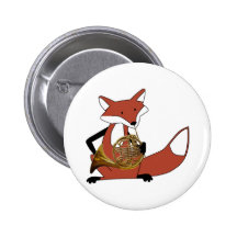 Fox Playing the French Horn Pins