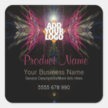 Fractal Angel Product Label w/ Logo Oval Sticker