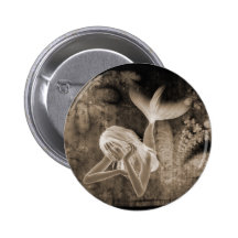 Fractal Background 3D Mermaid Brown Negative Pinback Button