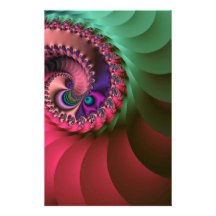 fractal Coloured  Spirals. Personalised Stationery
