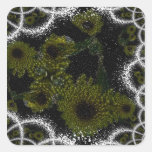Fractal-ized Bubbly Sunflowers Square Sticker