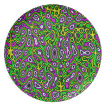 Fractal Maze: Yellow Green Magenta Party Plates