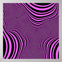 Fractal Pink and Black Zebra Stripes Poster