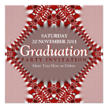 Fractal Pink Red Curtain Graduation Invitation