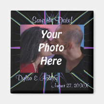 Fractal Star Photo Save the Date! Fridge Magnets