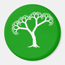 Fractal Tree White Fridge Magnets