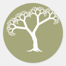 Fractal Tree White Round Sticker