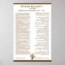 Framed Torah Portion Bar Mitzvah Art Gift Poster