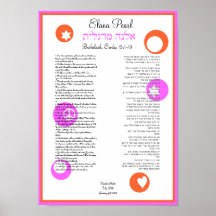 Framed Torah Portion Bat Mitzvah Art Gift Poster
