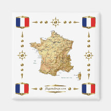 France Map + Flags Magnet