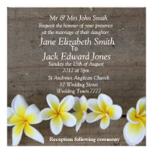 Frangipani Beach Wedding Custom Invitations