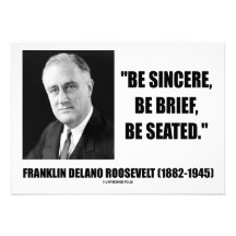 Franklin Delano Roosevelt Be Sincere Brief Seated Personalised Announcements