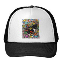 Freckles in Butterflies - Black and White Kitty Mesh Hats