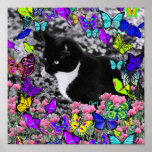 Freckles in Butterflies II - Tuxedo Cat Print