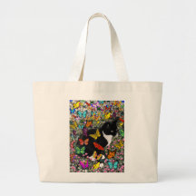 Freckles in Butterflies - Tux Kitty Cat Canvas Bag