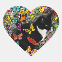 Freckles in Butterflies - Tuxedo Kitty Sticker