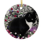 Freckles in Flowers II - Tuxedo Kitty Ornament
