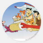 Fred Flintstone Wilma Barney and Betty Pebbles Bam Round Sticker