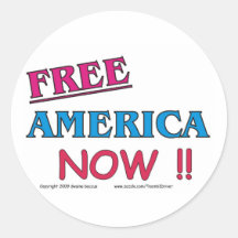FREE America NOW!! Round Sticker