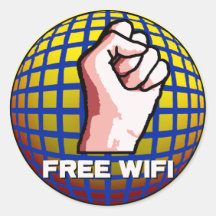 Free WiFi Round Sticker