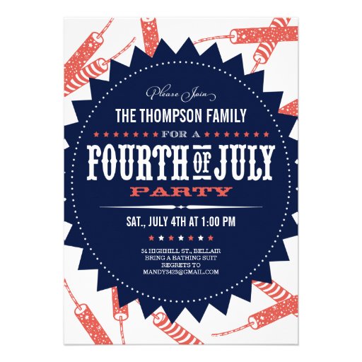 Freedom Fireworks Fourth of July Party Invitations