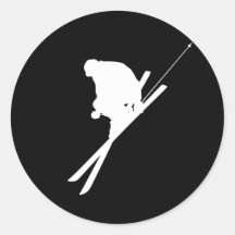Freestyle skiing round sticker