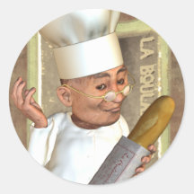 French Bakery Round Stickers