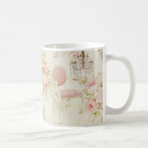 French Budoir  Vintage Pink Floral Chandelier Mugs