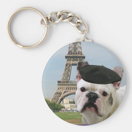 French Bulldog in Paris keychain