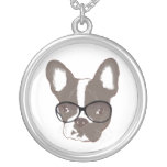 French bulldog with glasses pendants