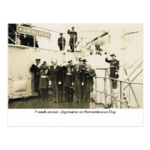 French cruiser, dignitaries on Remembrance Day Post Cards