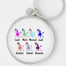 French Days of the Week Keychains