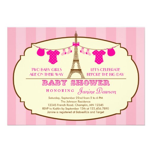 French Eiffel Tower Twin Baby Shower Invitation - Zazzle.com.au