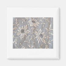 French Embroidered Whitework Round Fridge Magnet
