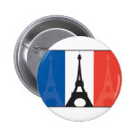 French Flag and Eiffel Tower Pinback Button