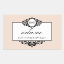 French frame pink monogram out of town gift bag rectangular stickers